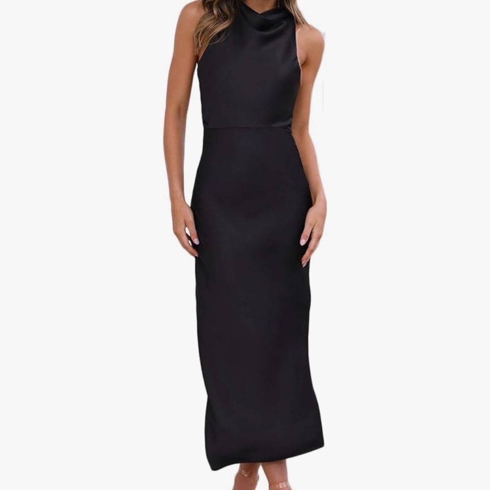 Elegant Black Maxi Dress with Cowl Neck